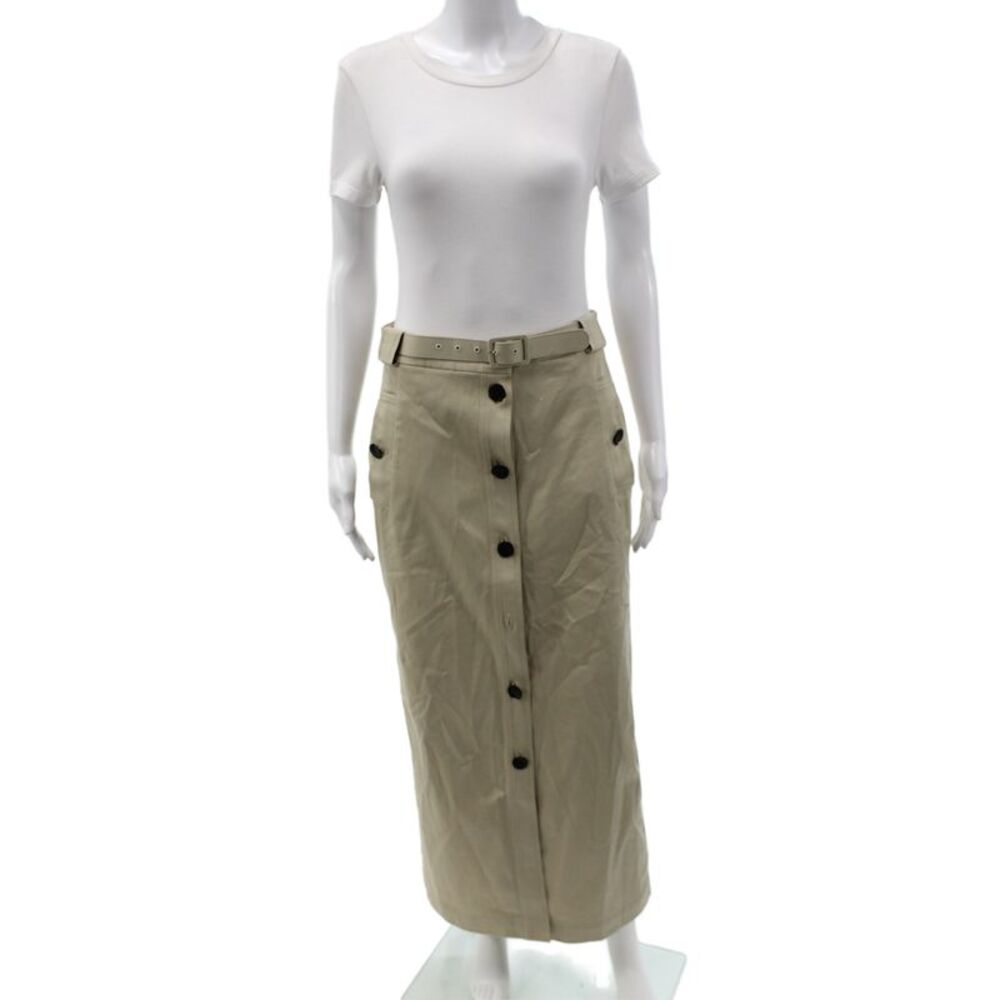 Paola Zuin Womens Straight Pencil Skirt Long Beige Cotton Size 40